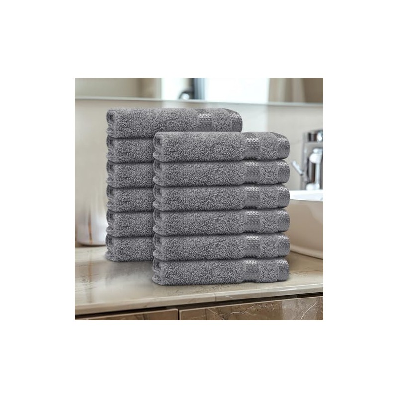 Casabella 12 Pack Flannel Face Cloth - 100% Cotton Face