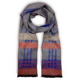 Livativ Bleu Nero Luxurious Winter Scarf for Men and Women – Large Selection of Unique Design Scarves – Super Soft Premium Cashmere Feel Blue Grey Orange Plaid