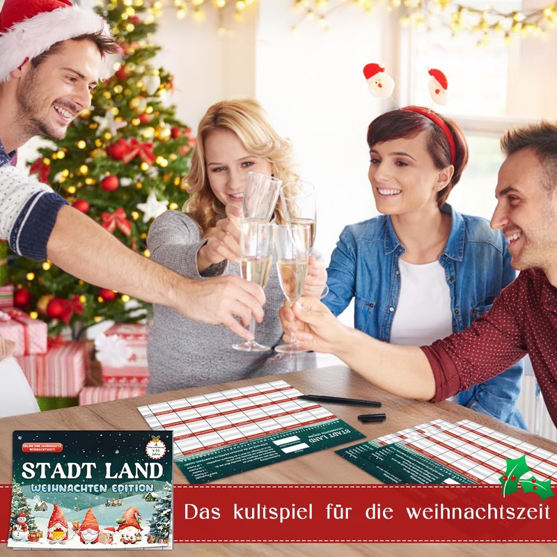 BOYATONG City Country Christmas Word Game Secret Santa Picture Word