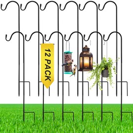 Yetene 12 Pack 24 Inch Adjustable Shepherds Hook for Outdoor Metal Rust Resistant Steel Shepard Hooks for Bird Stand Feeder Pole, Weddings Decor, Garden Plant Basket, Outside Hanging Solar Lights