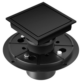 CIFOX 4 Inch Black Shower Drain with Tile Insert Grate Removable Cover, SUS 304 Stainless Steel Square Floor Drain with Flange, Watermark&CUPC Certified, Matte Black