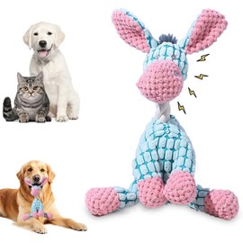 Indestructible Plush Dog Toy, 2025 Upgraded Dog Toys, Dogs Toys for Aggressive Chewers, Dogs Squeaky Chew Toy for Indoor Pups Teething (Blue Donkey)