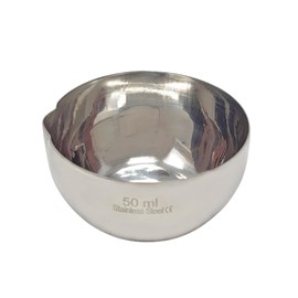 Lab Crucible with V-Shaped Spout Lip Acid and Alkali Resistant Beaker Made of Stainless Steel Laboratory Cup All-Purpose Pouring Bowl for Measuring Mixing Liquids Transit Boiling - 50ml Capacity