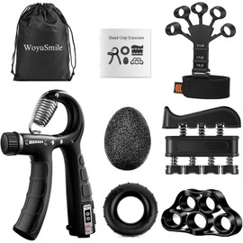 Grip Strength Trainer (7 Pack) with Counting Hand Grip Strengthener, Finger Exerciser, Finger Stretcher,Grip Ring & Stress Relief Ball for Enhanced Grip Strength, Forearm Training, and Finger Flexibility