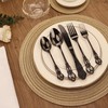 Runfly Retro Royal Black 48 Pieces Flatware Set, Gorgeous Black