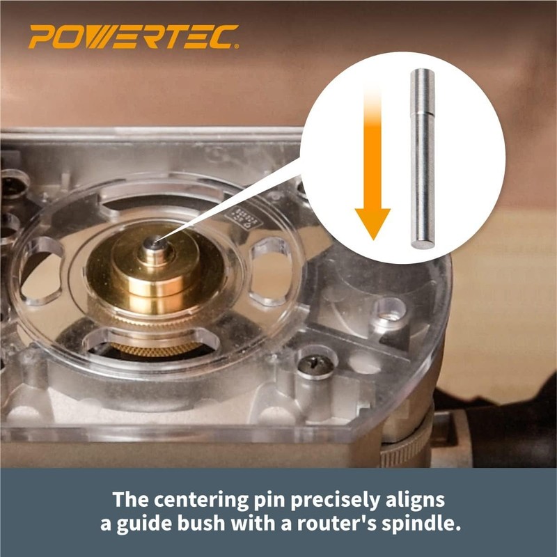 POWERTEC Router Inlay Kit, Solid Brass Router Bushing Guide Set