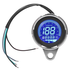 Speedometer 0‑160KM/H LCD Digital LED Speed Gauge for Motorcycle 12V DC Retro Chrome Style