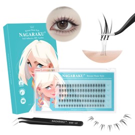 NAGARAKU Partial Lower False Eyelashes, No Glue Required, Includes 1 Tweezer, Lightweight, One-Touch False Eyelashes, Long Keep, 0.07 mm Thick, J-Curl, Length 0.2 - 0.3 inches (6 - 8 mm), Flame Style