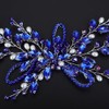 Teyglen Bride Crystal Wedding Hair Vine Blue Rhinestone Hair Piece