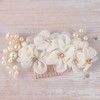 Frcolor Handmade Bridal Flower Side Hair Clip With Tulle Flowers,