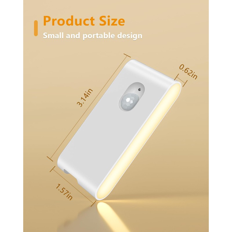 WILLED Motion Sensor Night Light, Rechargeable Stair Lights Indoor, Warm
