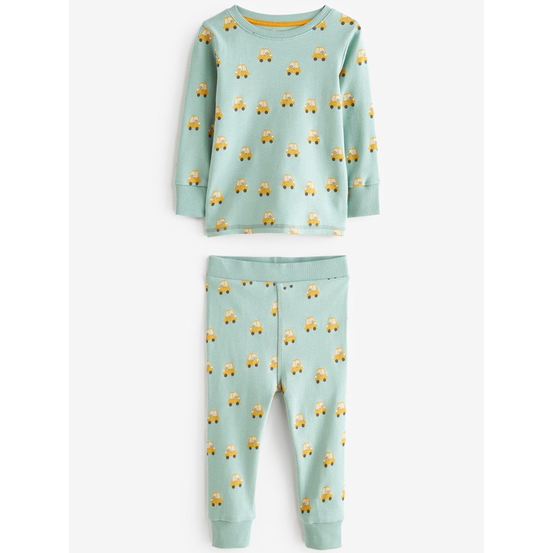 NEXT 3 Pack Long Sleeve Pyjamas, Green/Blue Transport