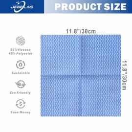 JEBBLAS Handi Wipes Reusable Cloths Dry Cleaning Cloths Dish Towel Kitchen Towel Handy Cleaning Wipes,Pack of 50, Blue