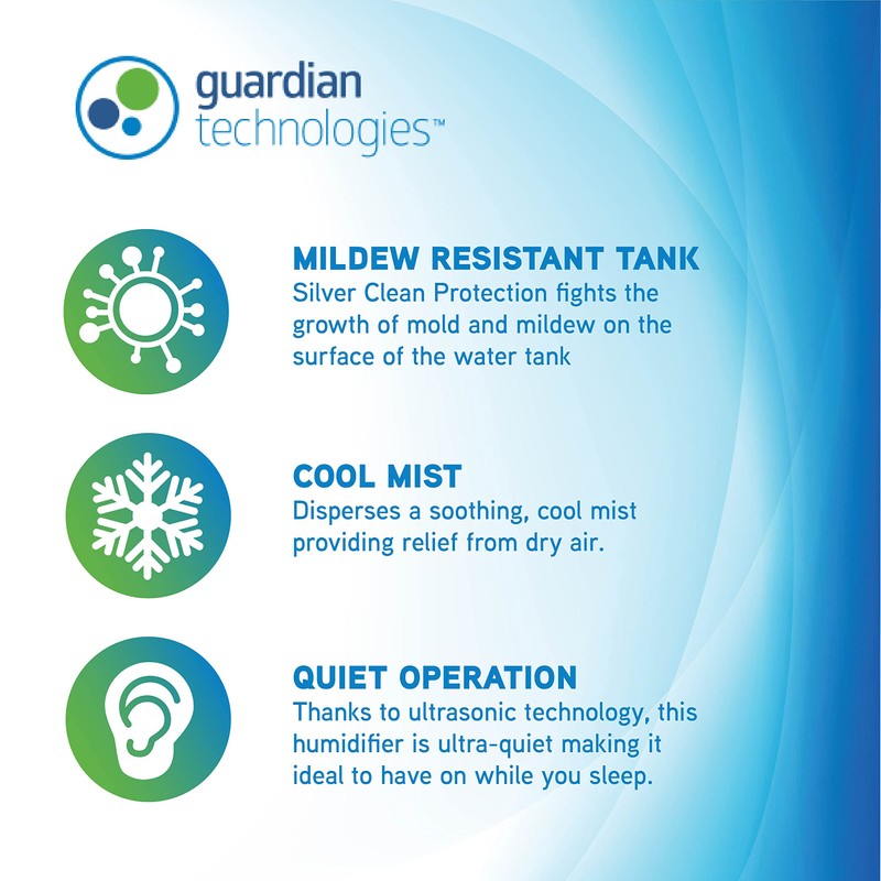 Pure Guardian H910BL Ultrasonic Cool Mist Humidifier, 14 Hrs. Run