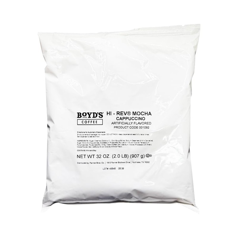 Boyd's Hi-Rev Mocha Cappuccino Mix, 6 x 2lb Bags -