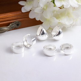 ALEXCRAFT 925 Sterling Silver Hoop Earrings for Women, 3 Pairs Small Chunky Hoop Earrings Set, Sterling Silver Cartilage Huggie Hoop Earrings Silver Wide Flat Chunky Hoop Earrings for Women