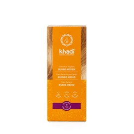 khadi Plant-Based Hair Colour, Medium Blonde, Hair Colour for Medium & Golden Blonde, Natural Hair Colour, 100% Vegetable, Natural & Vegan, Natural Cosmetics, 100 g