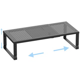 Expandable Adjustable Stackable Multi-Purpose Spice Racks，Metal Storage Rack, Sturdy and Practical Kitchen Shelves, Countertop for Kitchen, Bathroom, Storage Room and Other Places(1Pack/Black,Medium)