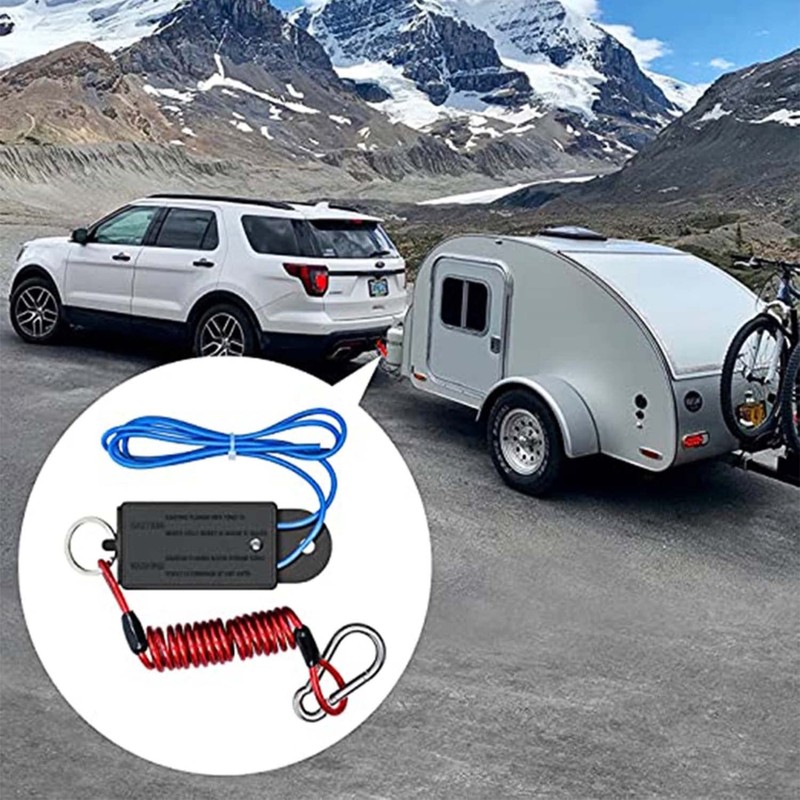CAVLA Trailer Breakaway Switch, 4ft Breakaway Coiled Cable with Electric