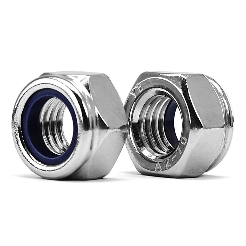 MINHER M10-1.5 Nylon Insert Locknuts,304 Stainless Steel Lock Nuts, Metric