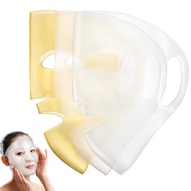 balacoo 3 Pcs Silicone Facial Mask, Reusable Face Mask Cover, Moisturizing Face Silicone for Women and Facial Smoothies Care Tool (White, Golden)
