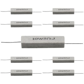 Cement Resistor,10 PCS 10w 3 Ohm 5% Axial Lead Wire Resistor White Wound Fixed Ceramic Cement Resistors Wirewound Cement Power Resistors Flame Heat Moisture Resistance Precharge Horizontal Resistors