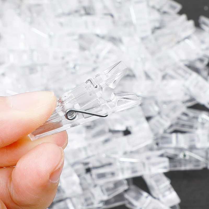 KIMOBER 1.37Inch Transparent Plastic Clear Clips,Craft Clothespins Binder Clips Peg