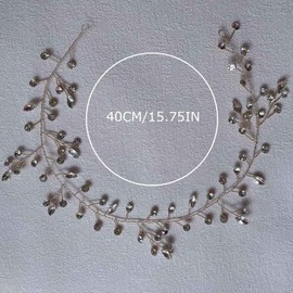 Cubahop Bride Wedding Hair Vines Bridal Crystal Headband Rhinestone Headpieces Hair Accessories for Women and Girls (Gold)