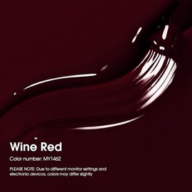 COSMOO Esmalte de uñas rojo cereza de secado rápido, manicura resistente a astillas negro rojo, no tóxico, vegano, libre de crueldad, 12ml, secado ráp