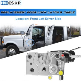 Front Left Driver Side Door Lock Latch Assembly Replacement for 1992 1993 1994 1995 1996 1997 Ford F150 F250 F350 Bronco Door Latch w/Cable Rod Kit Door Lock Actuator Motor Replace# F4TZ-15219A65-A