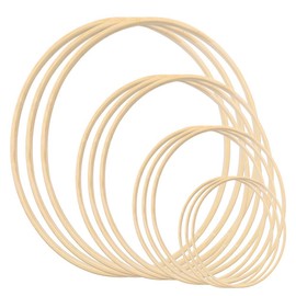 Gukasxi 12 Pack 4 Sizes (15cm/20cm/25cm/30cm) Wreath Rings Wooden Bamboo Floral Hoop Set Large Macrame Crafts Hoops for DIY Dream Catcher, Wedding Wreath Decor and Wall Hanging Crafts