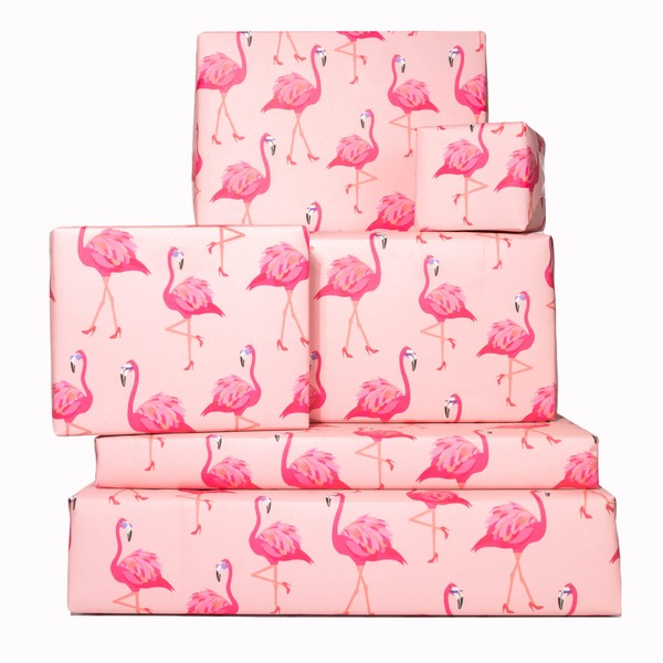 CENTRAL 23 Pink Wrapping Paper - Flamingo - 6 Sheets Birthday Gift Wrap - New Baby - Women Girls Female - Anniversary or Valentines Day Gift Wrap - Trendy - Recyclable