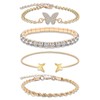 USEEDOVIA 4 Pcs Gold Chain Bracelet Set for Women Grils,14K