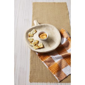 Mud Pie Paulownia Pumpkin Chip and Dip Set, Natural Paulownia, 15.25" x 13"