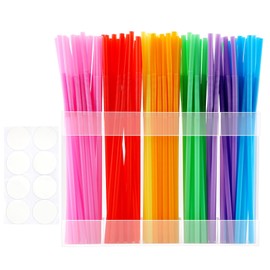 Acrylic Straw Holder for Cabinet, Large Straw Organizer with Double Sided Adhesive Tape&100 Straws, Reusable Straws Organizer Container for Counter Cabinet Cupboard Kitchen(COLOR:clear)