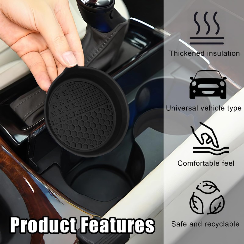 EKUWU Car Cup Coasters, Silicone Cup Holder Insert (4 Pack)