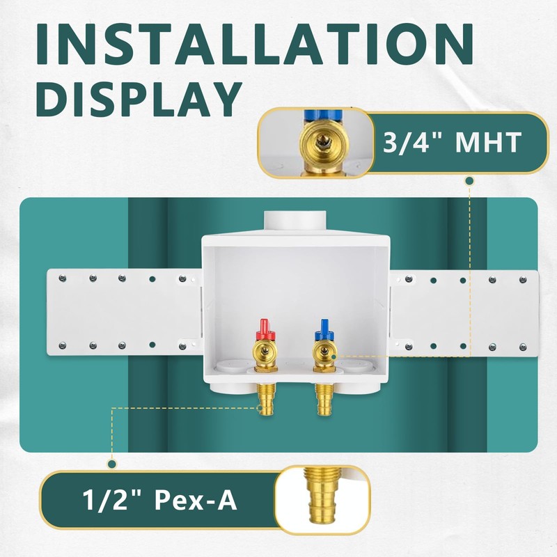 Washing Machine Outlet Box, Niikappu 1/2 Inch Pex Crimp Inlet