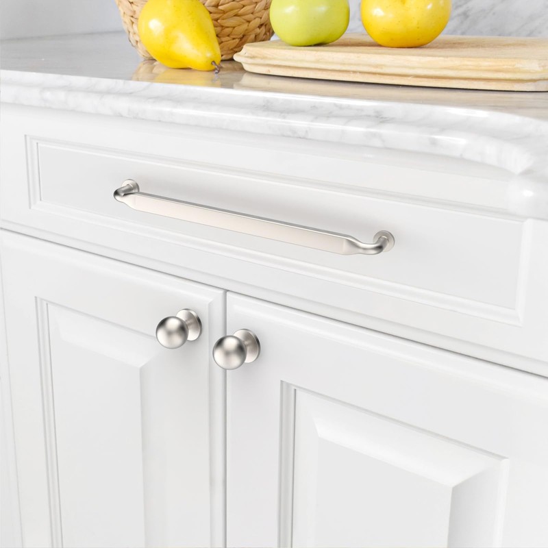 Amerdeco 10 Pack Brushed Satin Nickel Cabinet Pulls 6.3 Inch(160mm)