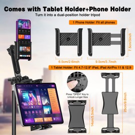 Tripod Stand for Tablet Camera Phone, 360° Rotating Tablet Tripod
