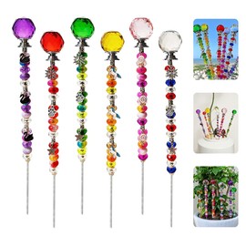140Pcs DIY Fairy Wand Beaded Garden Stakes Kit Decorative Garden Stakes Beadable Items Fairy Garden Kit for Different Festivals Fairy Garden Accessories Outdoor(Section)