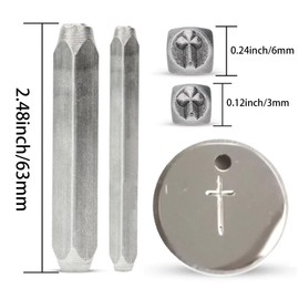 2 Pcs Metal Punch Stamp 6mm and 3mm Metal Stamps Tools,Cross Metal Punch Stamp Stamping Tool for Stamping/Punching Metal,Leather,Clay,Wood,Key Jewelry Craft Stamping Punching(Cross)