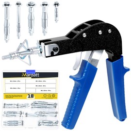 Mardatt 19PCS Molly Bolts Tool, Heavy Duty Hollow Wall Anchors Screws with Metal Gun Tool Kit for Drywall Plaster Wall Cavity Anchor Plasterboard Fixing