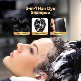 Hair Dye Shampoo, Shampoo for Color Treated Hair, Hair Dye Shampoo 3 In 1, Black Hair Dye, Shampoo for Gray Hair for Women & Men, Long Lasting & Cover