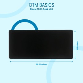 OTM Essentials Basics Cloth Desk Mat, Durable Office Supplies, Non-Slip Base, Responsive Desk Pad with Smooth Cloth Surface, Black