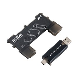 JJC Credit Card Size Compact Ultra Slim Memory Card Case, Card Storge Holder SD/SDHC/SDXC Card * 2 + Micro SD MicroSD MSD/TF Card * 4 + USB 3.0 Multi-Function Card Reader (Included) * 1