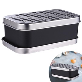 BESTonZON Stainless Steel Cheese Grater, Box Grater with Non-Slip Base Zester Stainless Steel with Detachable Storage Container Vegetables Ginger Potatoes Multipurpose Vegetable Slicer