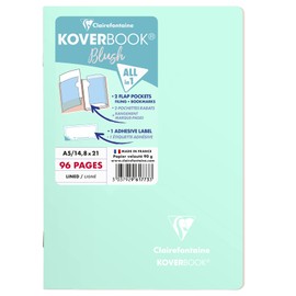 Clairefontaine Koverbook Blush 961773C Notebook, DIN A5, 14.8 x 21 cm, 48 Sheets, Lined, Opaque Cover, Pack of 1, Mint Green / Pink Mother of Pearl