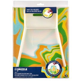 FolkArt Drizzle Flat Pan and Swipe Set, Durable Tools Perfect for DIY Paint Pouring Arts and Crafts Projects, 50828, White