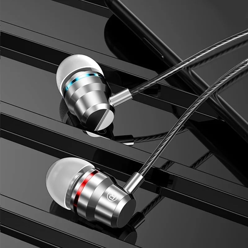 Wired In-Ear Headphones with Mic, 3.5mm Jack Earbuds, HiFi Stereo
