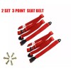 C-HORSE 2 Retractable 3 Point Safety Red Seat Belt Straps